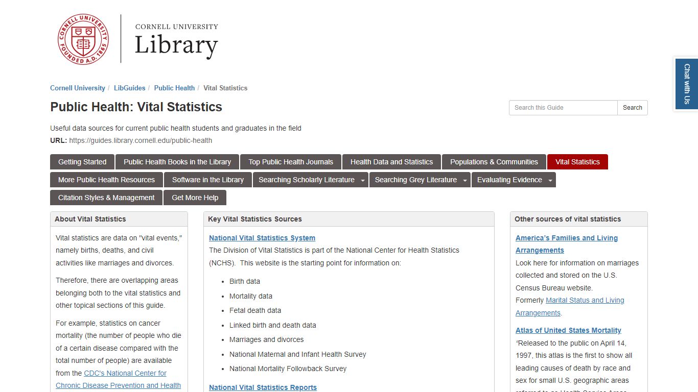 Vital Statistics - Public Health - LibGuides at Cornell University